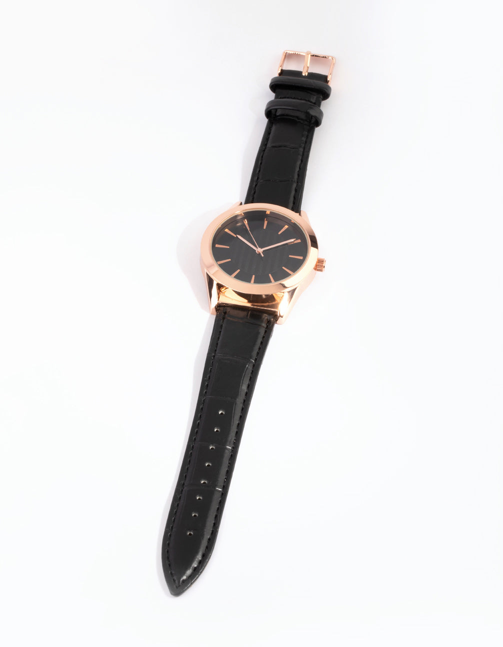 Rose Gold Shiny Crocodile PU Strap Watch