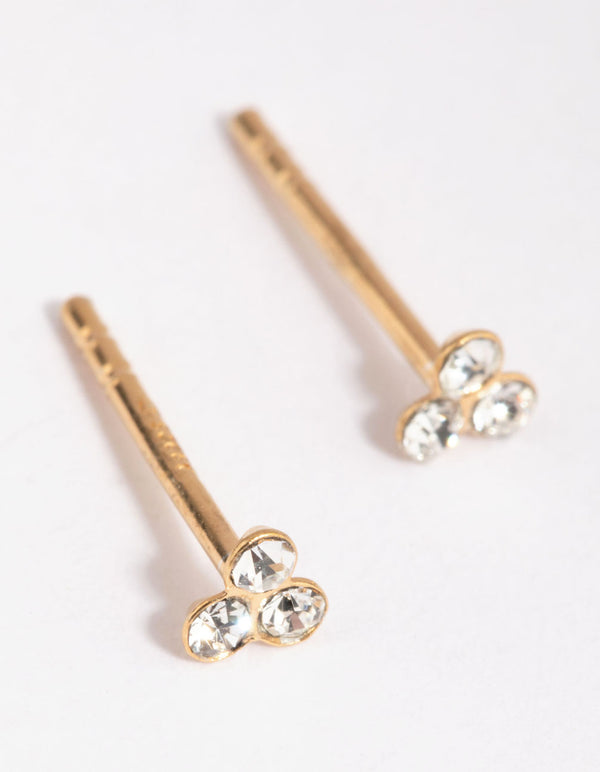 Gold Plated Sterling Silver Ball Stud & Huggie Earring Set