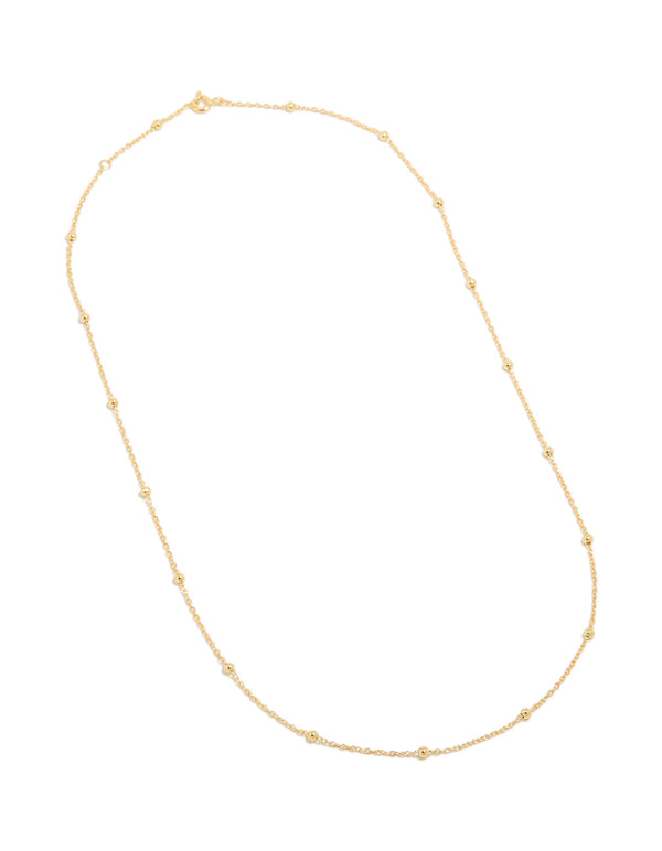 Gold Plated Sterling Silver Ball Chain Necklace