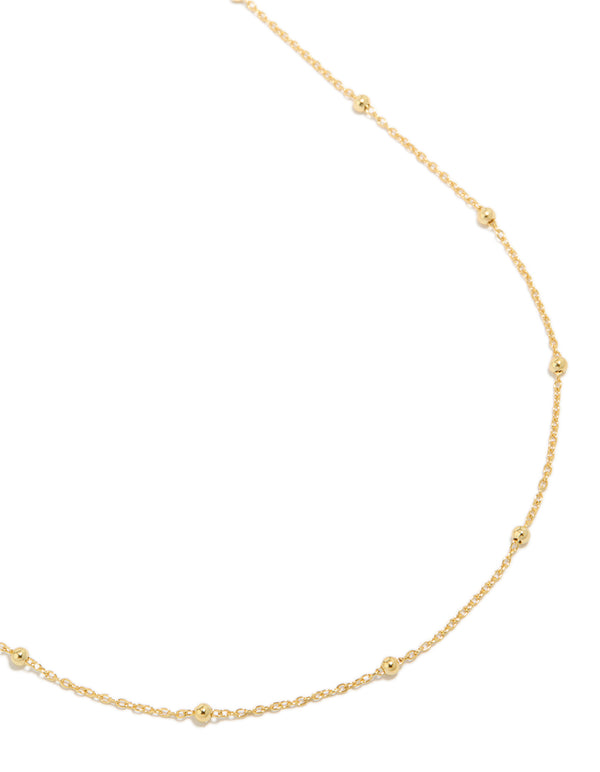 Gold Plated Sterling Silver Ball Chain Necklace