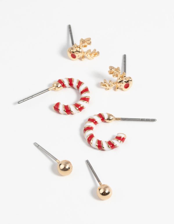 Festive Reindeer Stud Earring Pack
