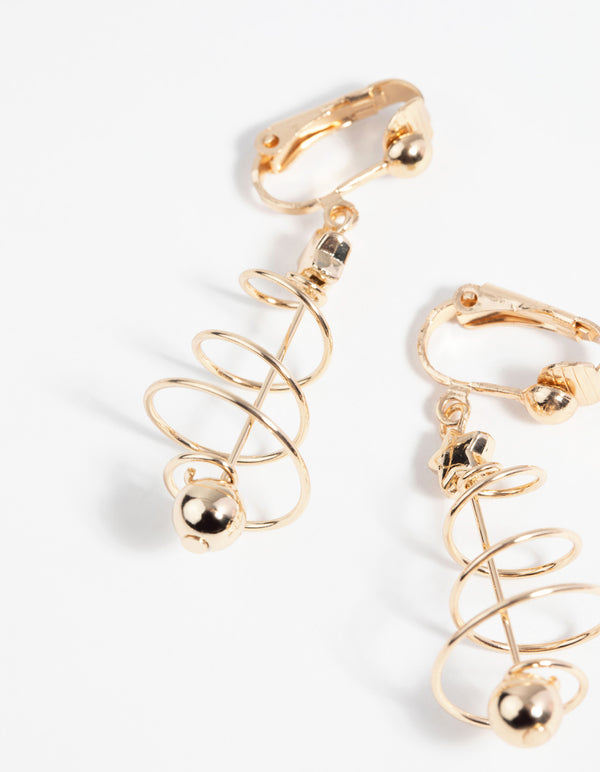 Festive Spiral Tree Clip-On Earrings