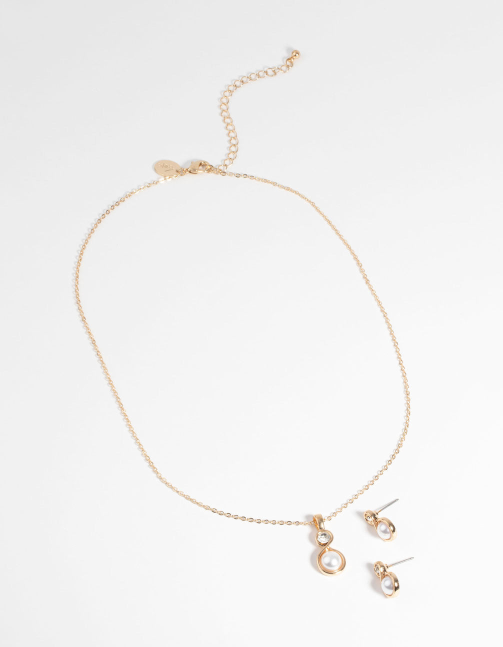 Gold Twisted Pearl Necklace & Earring Set