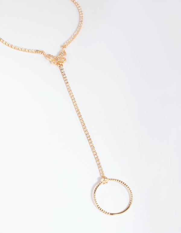 Gold Cubic Zirconia Butterfly Hand Chain