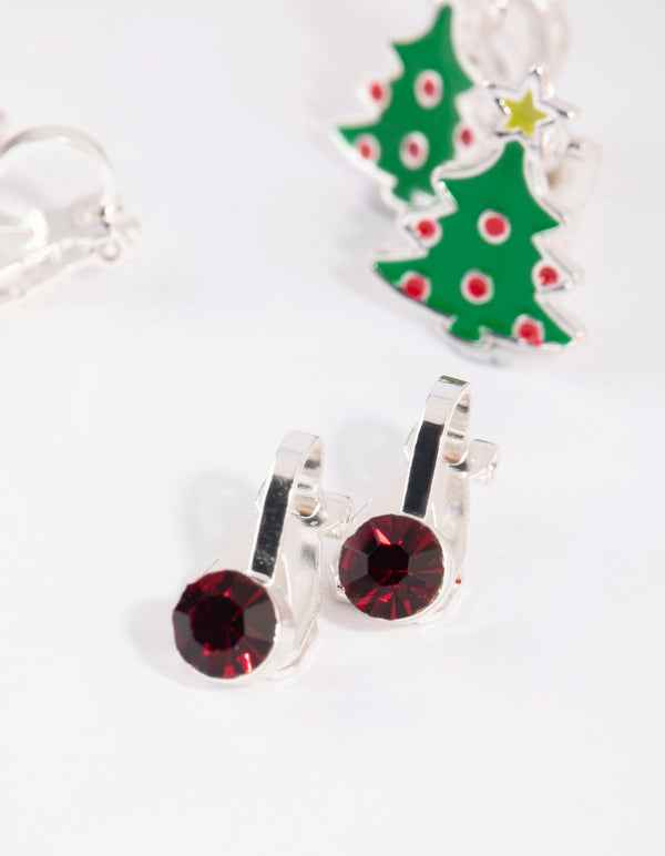 Kids Glitter Bow Clip-On Earrings