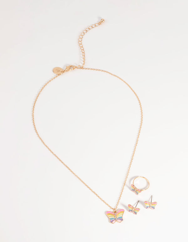 Kids Rainbow Butterfly Jewellery Set