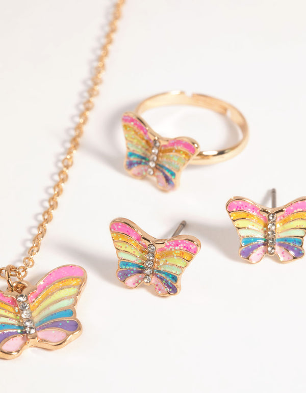 Kids Rainbow Butterfly Jewellery Set