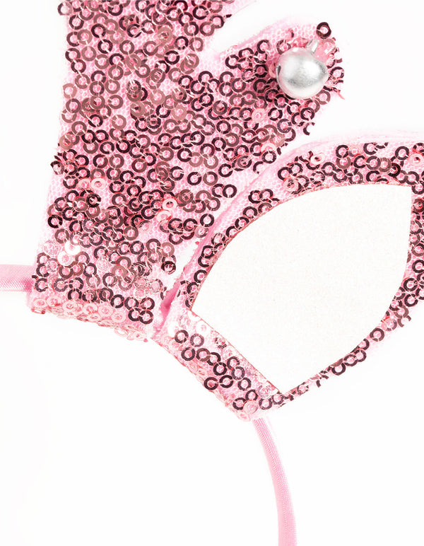 Kids Pink Glitter Antler Headband