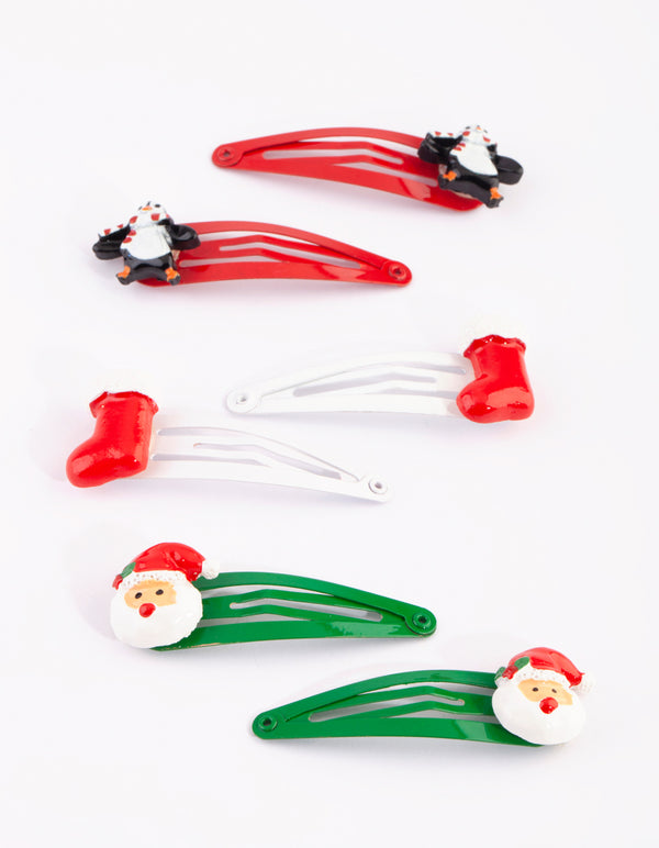 Kids Festive Santa Snap Clip 6-Pack