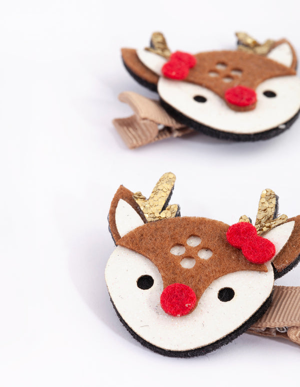 Kids Festive Reindeer Snap Clips