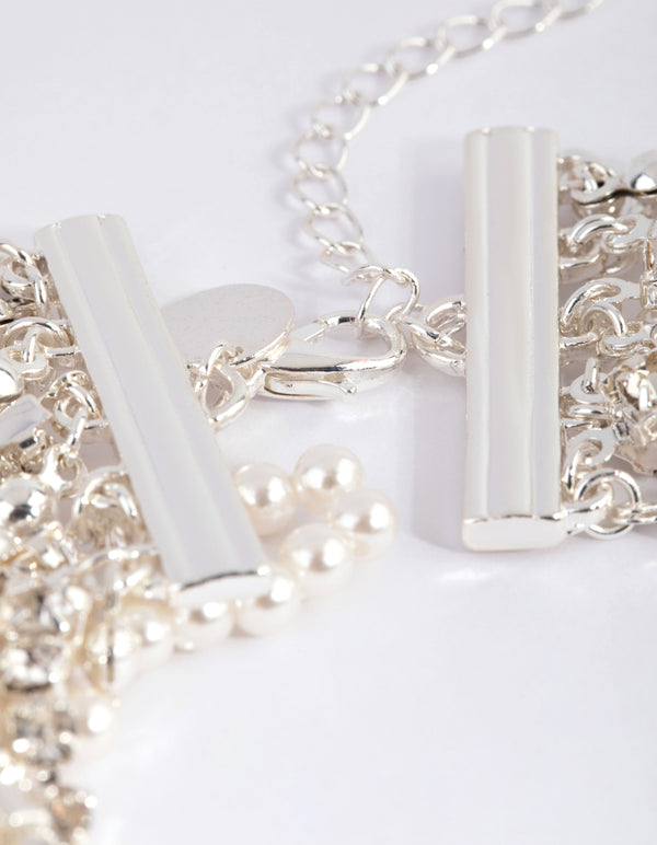 Silver Cup Chain Pearl Choker