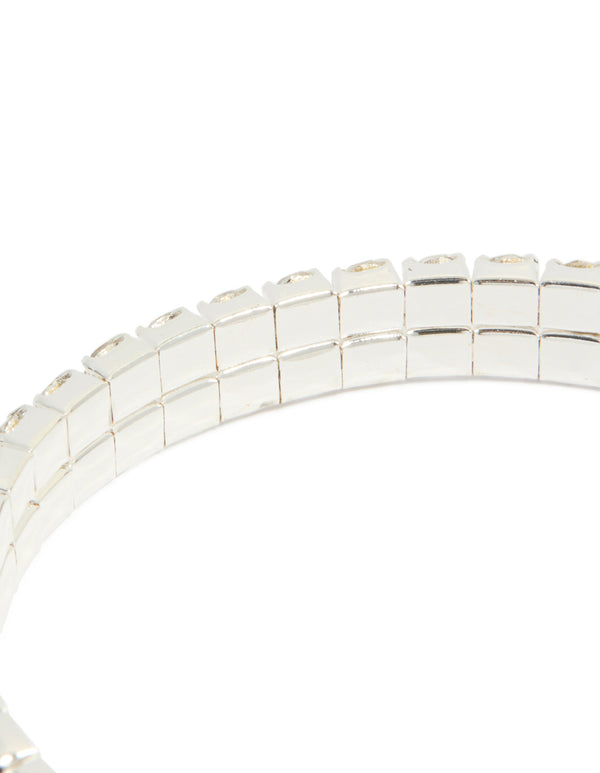 Silver Diamante Stretch Bracelet