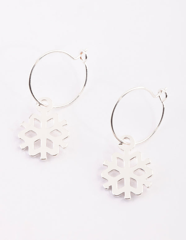 Festive Snowflake Hoop Earrings