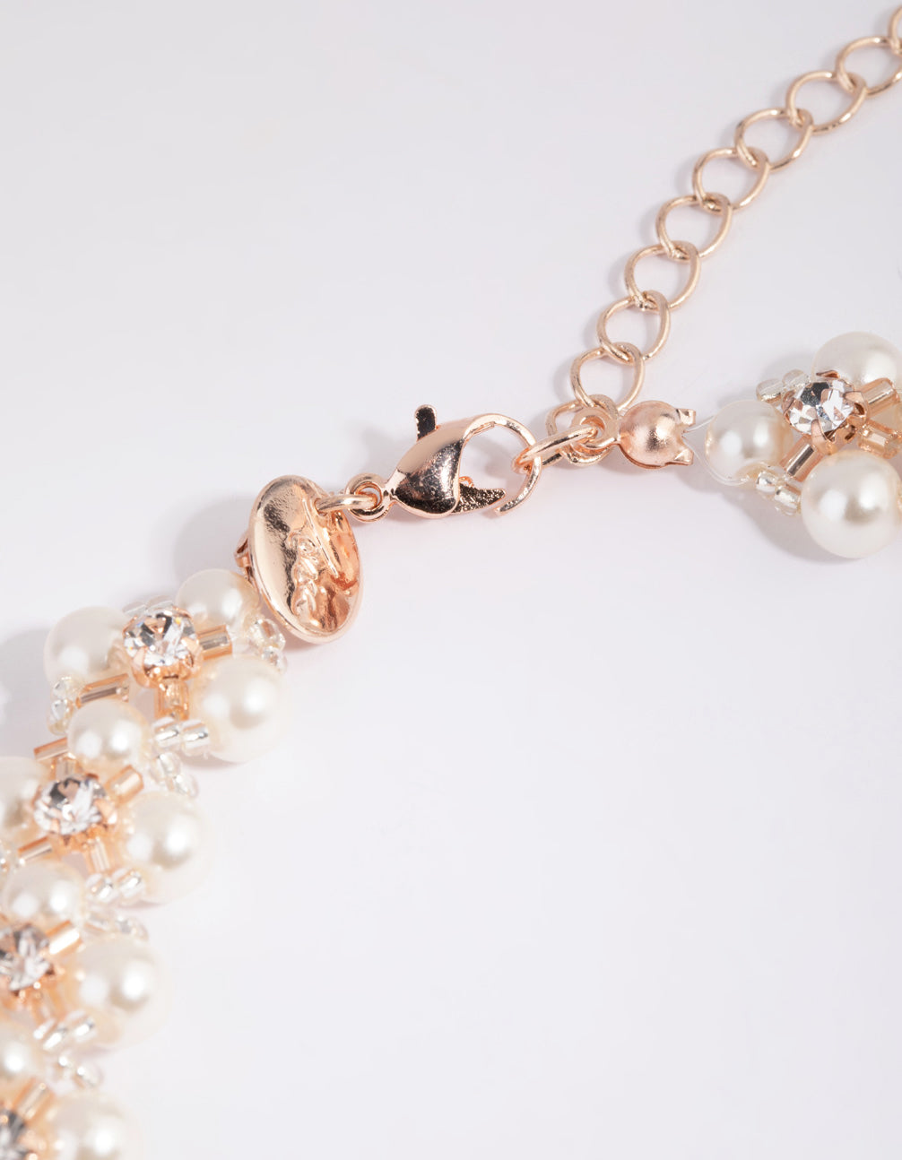 Rose Gold Diamante & Pearl Choker