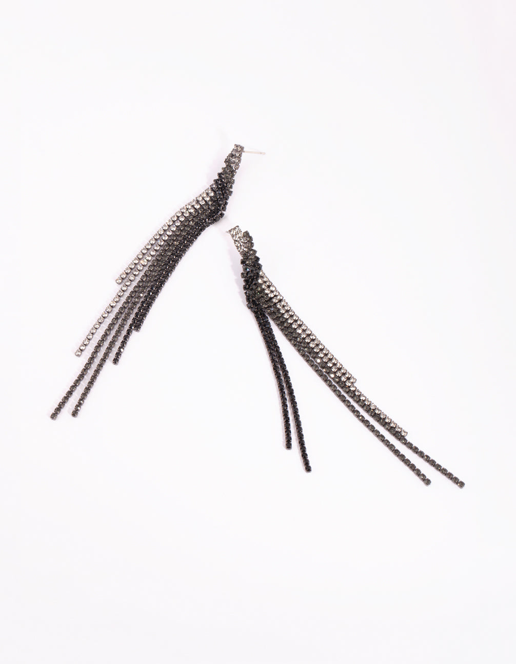 Gunmetal Diamante Drop Earrings