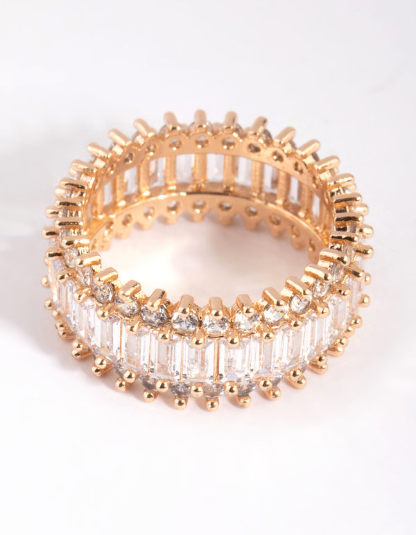 Gold Cubic Zirconia Baguette Ring
