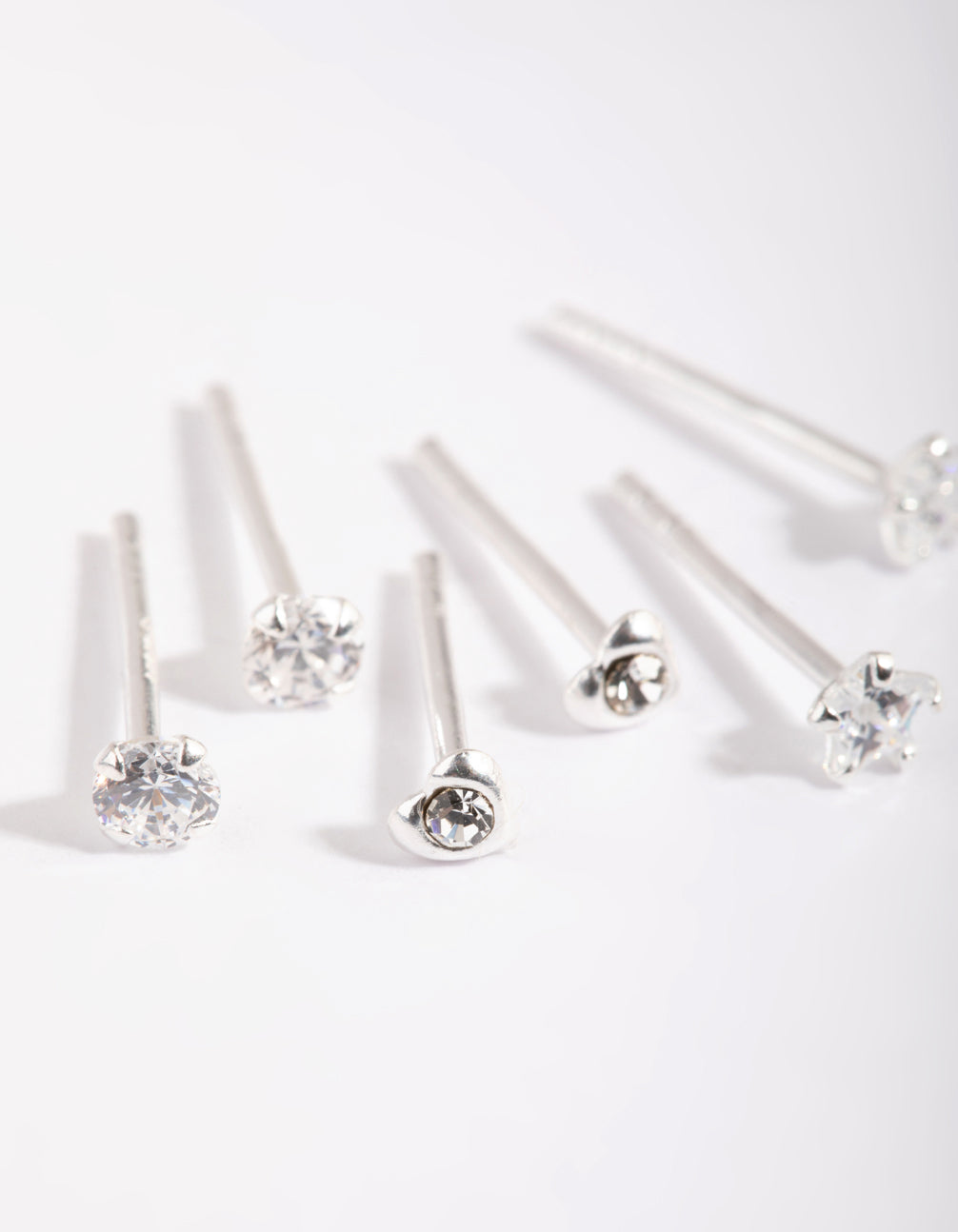 Sterling Silver Diamante Stud Earring Pack