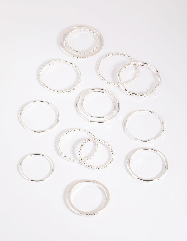 Silver Mixed Band Ring Pack
