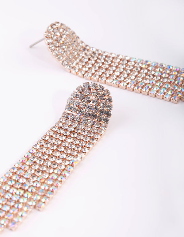 Rose Gold Diamante Drop Earrings