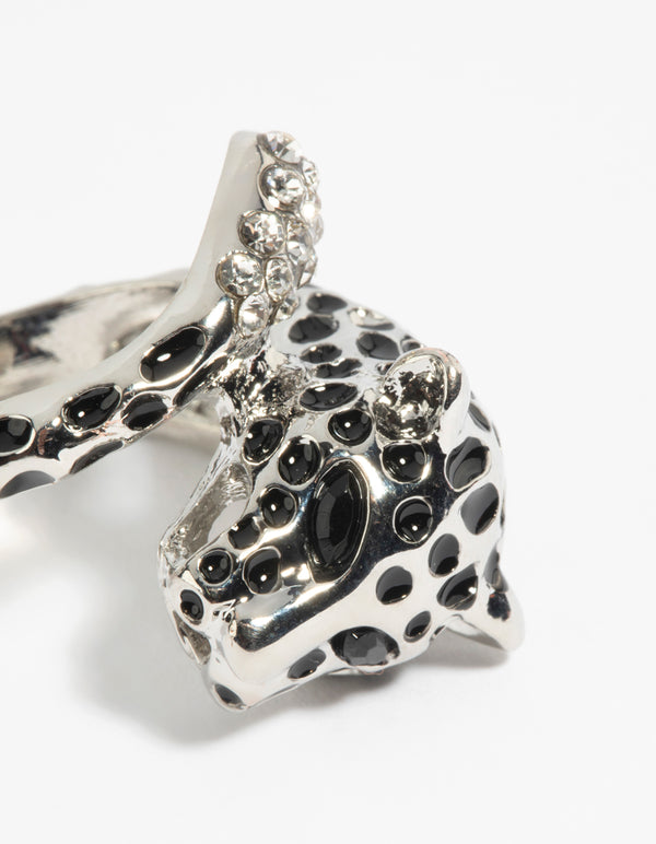 Rhodium Panther Ring