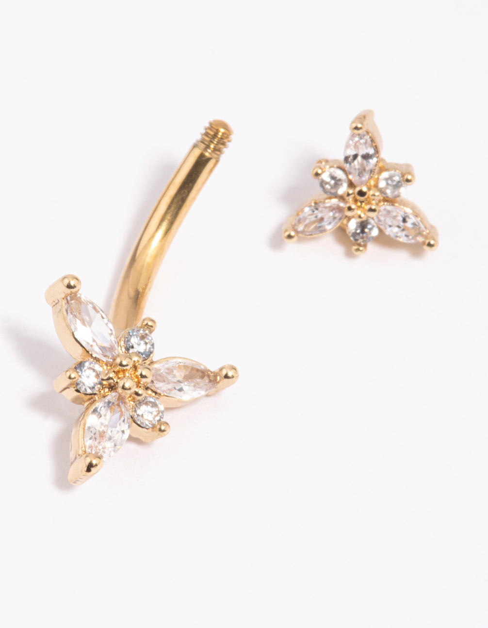 Gold Plated Surgical Steel Flower Belly Bar