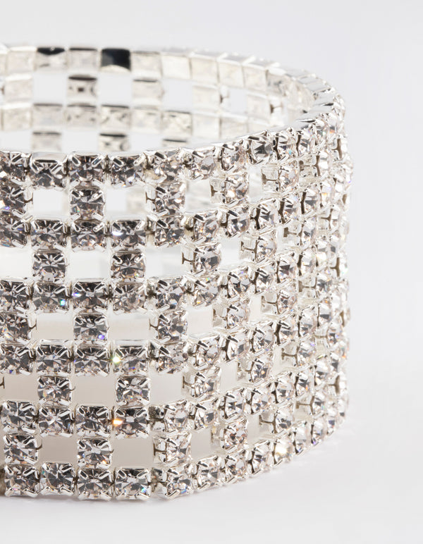 Silver Diamante Mesh Bracelet