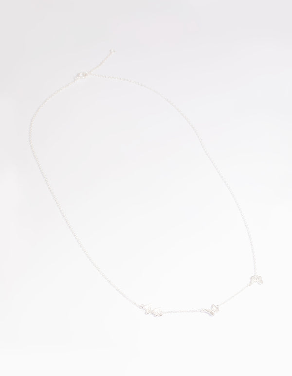 Sterling Silver Etched Butterfly Necklace