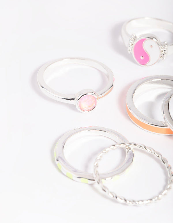 Silver Yin Yang Ring 6-Pack