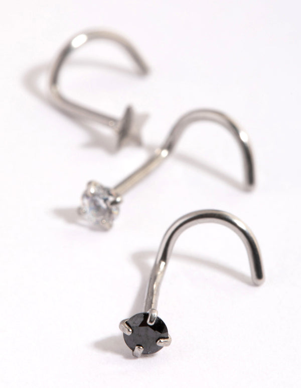 Surgical Steel Star & Diamante Nose Stud Pack