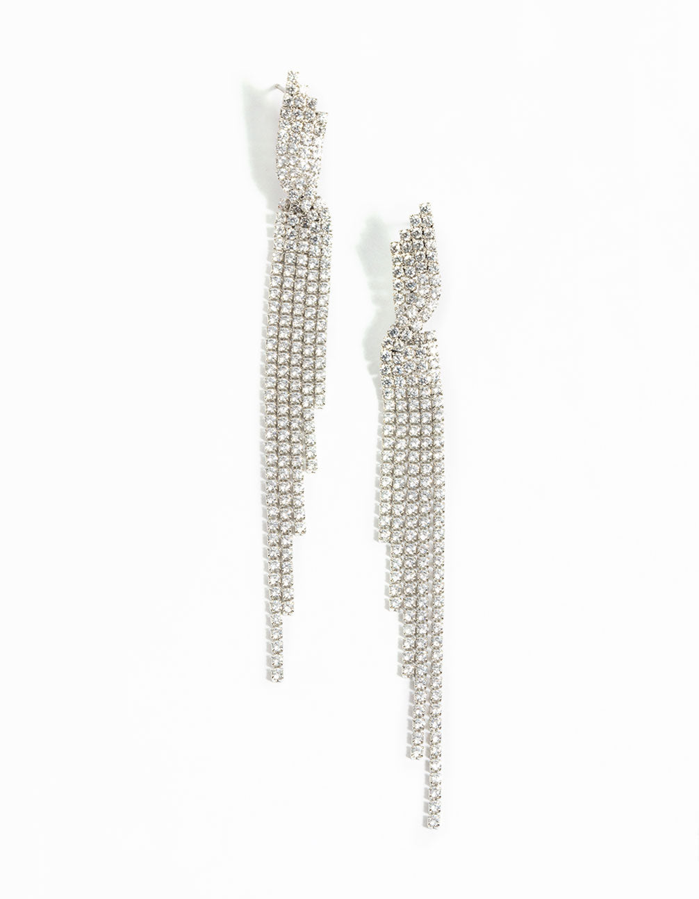 Silver Cubic Zirconia Twisted Drop Earrings