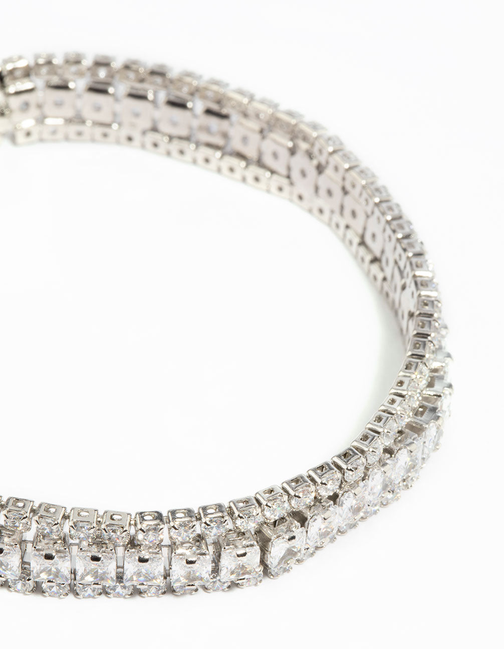 Silver Cubic Zirconia Wide Bracelet