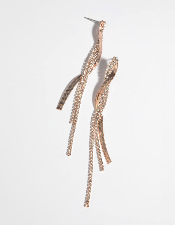 Rose Gold Snake Drop Earrings