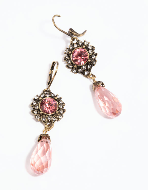 Antique Gold Vintage Pear Drop Earrings