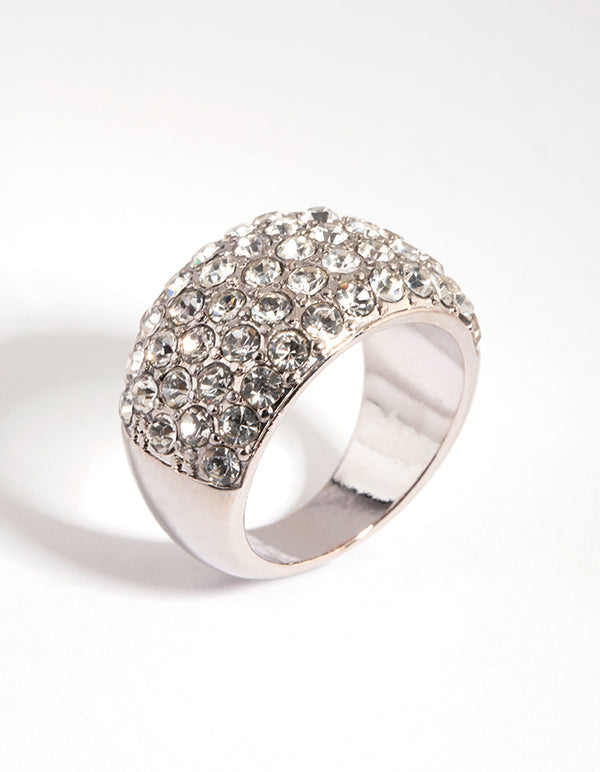 Silver Diamante Dome Ring
