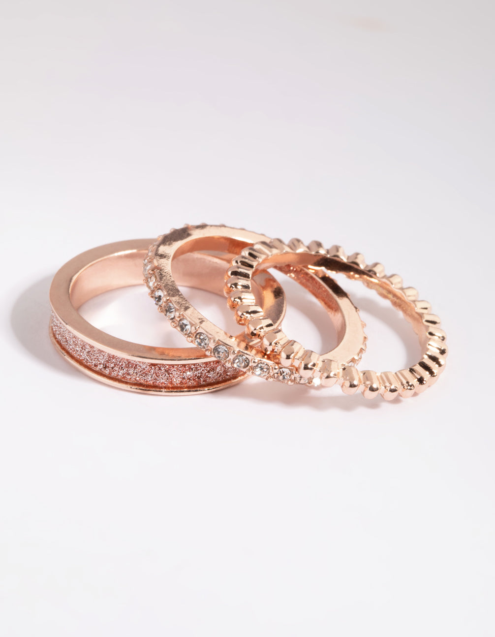Rose Gold Glitter Ring Stack Pack