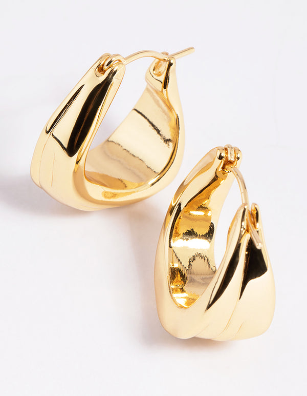 Gold Plated Molten Hoop Earrings