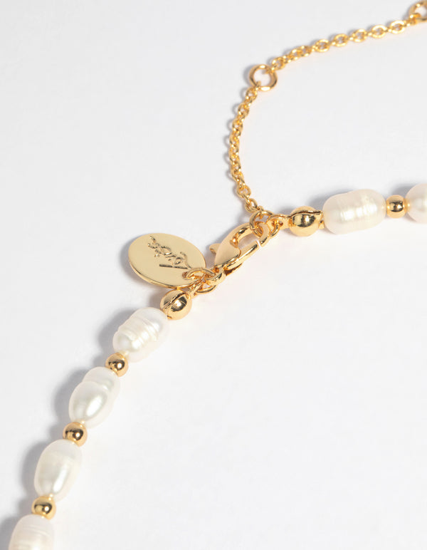 Gold Plated Freshwater Pearl Fob Necklace