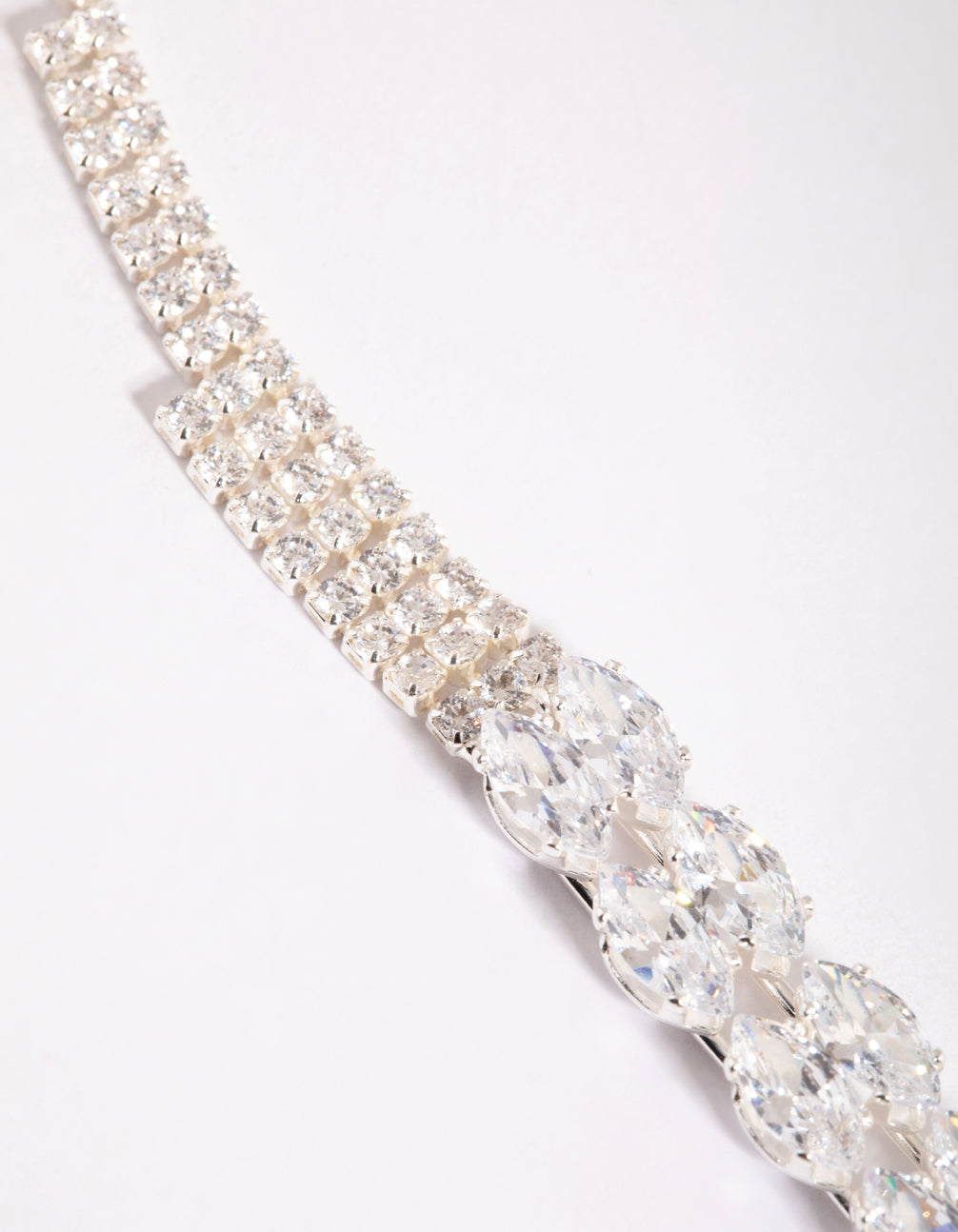 Silver Cubic Zirconia Point Statement Necklace