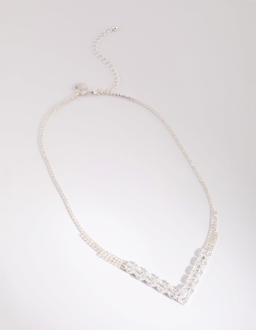 Silver Cubic Zirconia Point Statement Necklace
