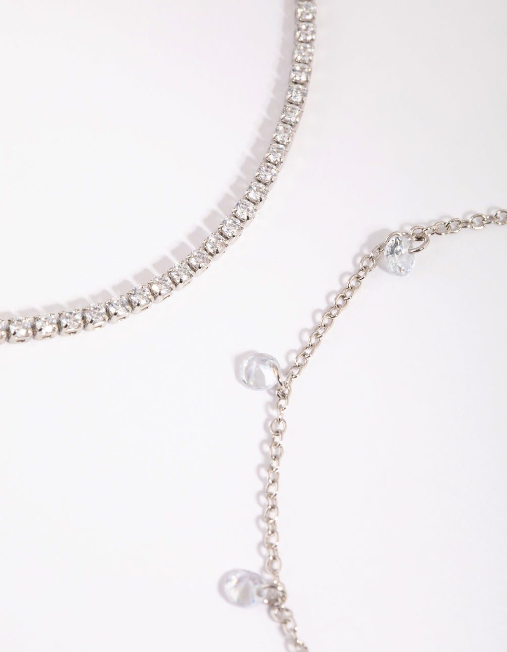 Silver Cubic Zirconia Tennis Anklet