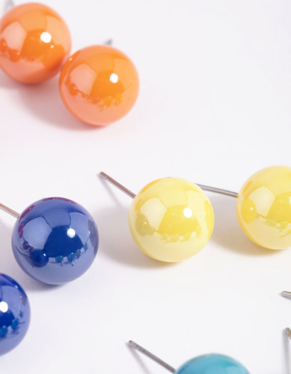 Colourful Ball Stud Earring 8-Pack