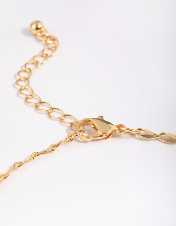 Gold Plated Diamante Leaf Anklet