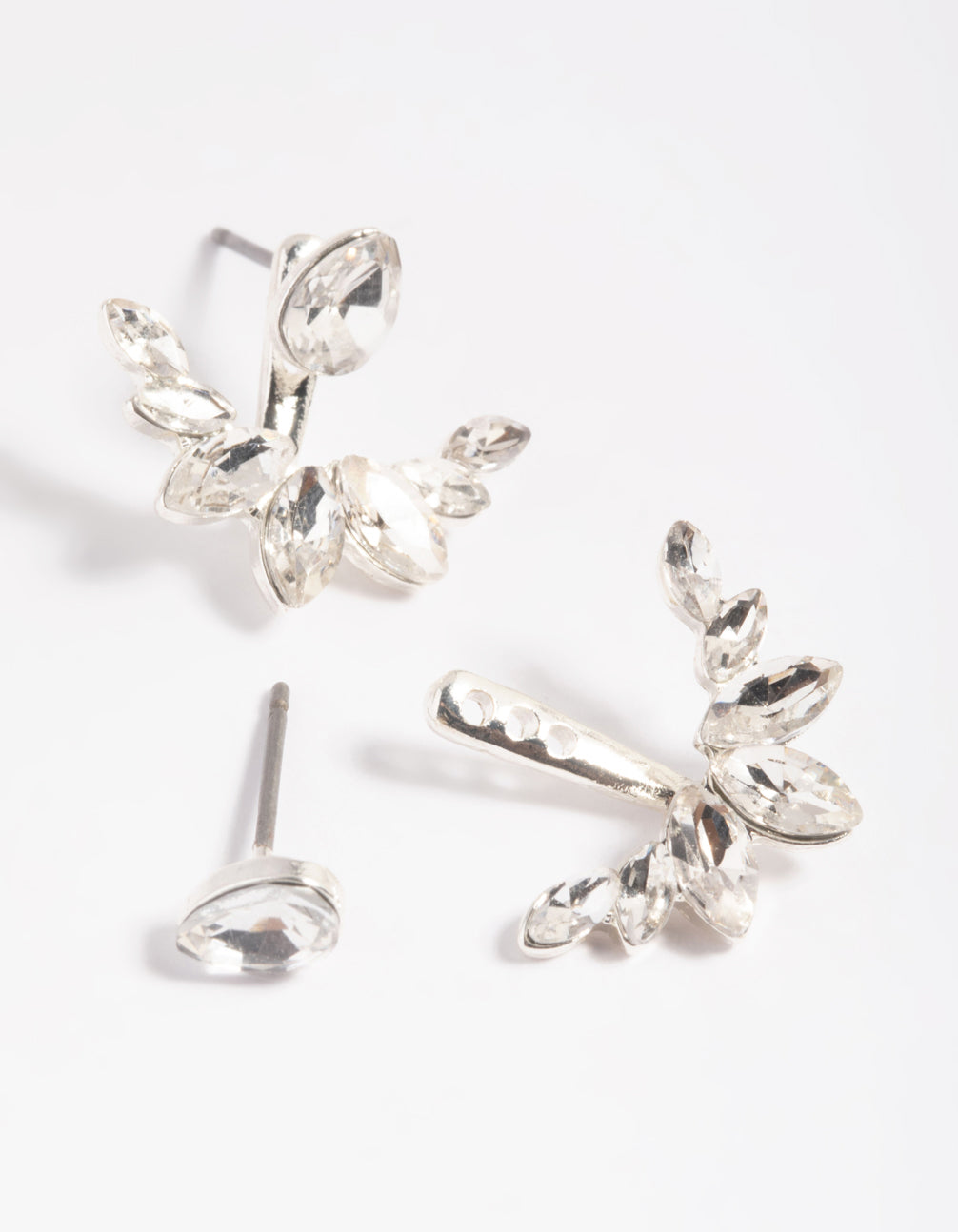 Silver Teardrop Statement Jacket Earrings