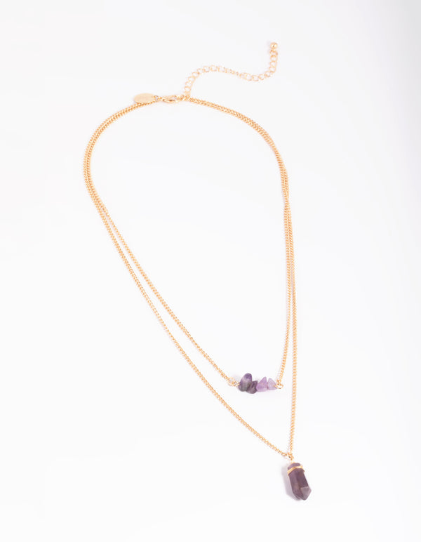 Amethyst Chip Layered Necklace