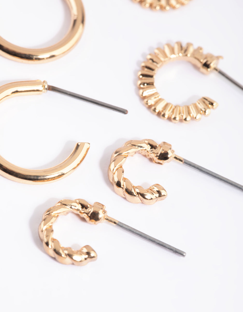 Gold Mixed Text Huggie Hoop Earring Pack