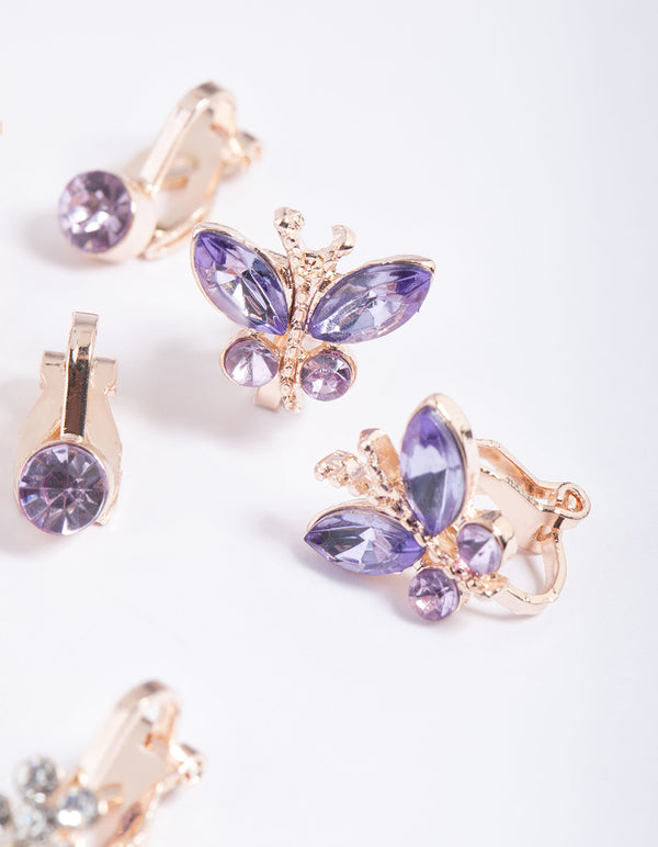 Kids Butterfly Clip-On Earring 5-Pack