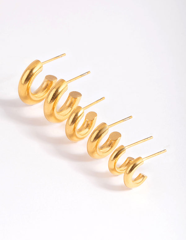 Waterproof Gold Plated Stainless Steel Mixed Hoop Earring Pack