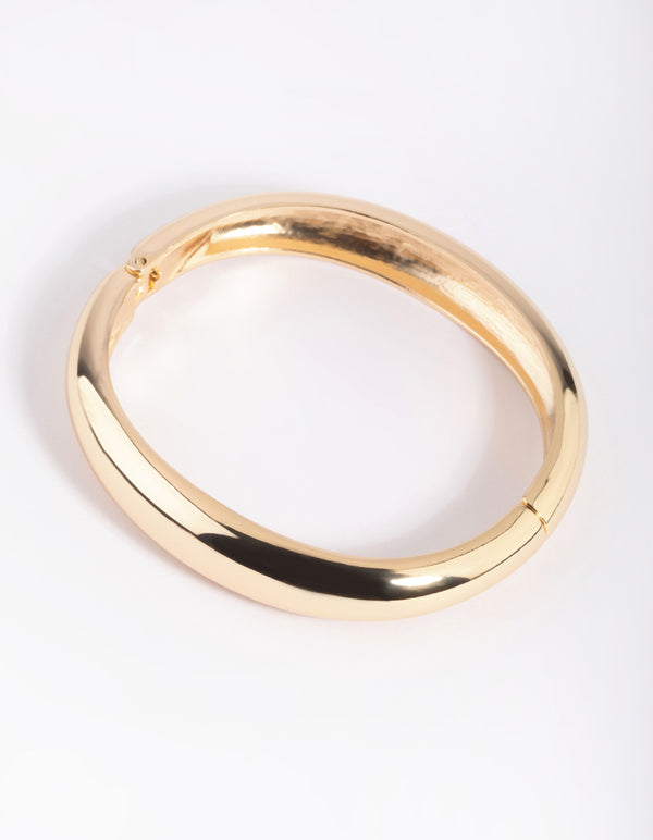 Gold Rounded Hinge Cuff Bracelet