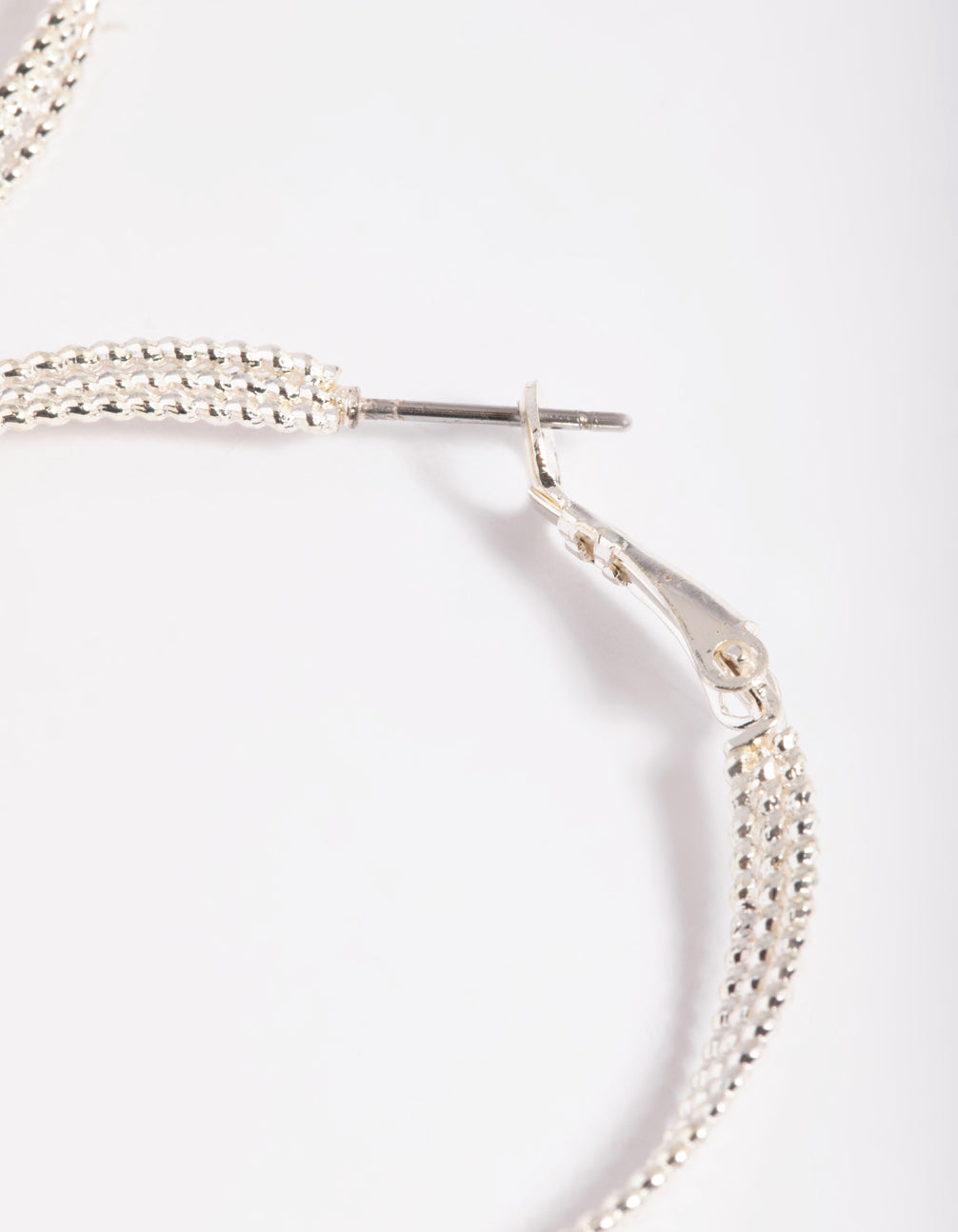 Silver Textured Criss Cross Hoop Earrings