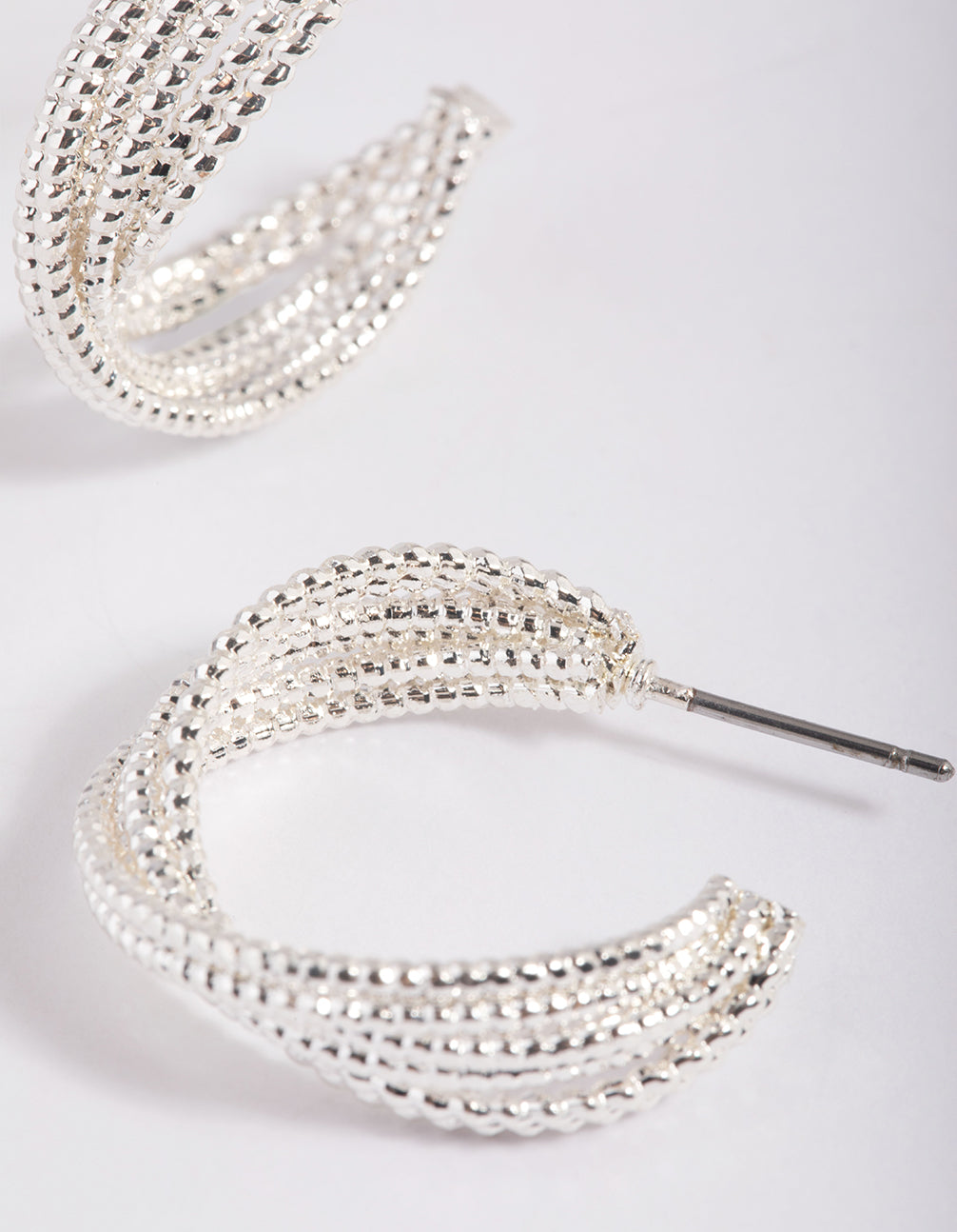 Silver Mini Criss Cross Hoop Earrings